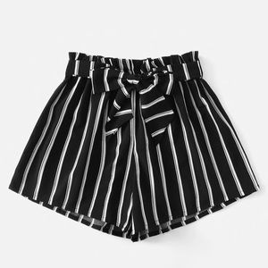 Belted Striped Shorts